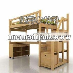 Children Bunkbed With Cabinet Furniture 3d model
