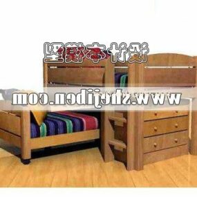 Mô hình giường ngủ trẻ em bằng gỗ tần bì 3d