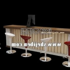 酒吧接待台带吧椅3d模型