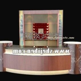 3D-Modell der Rezeptionsmöbel aus Holz