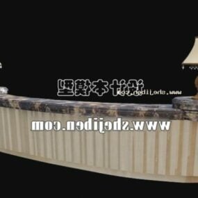 Curved Reception Desk Stone Material 3d model