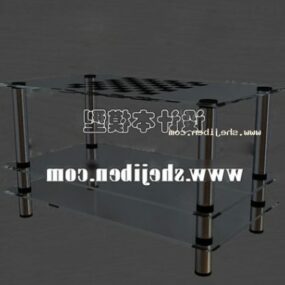 Bàn Kính Chân Inox model 3d
