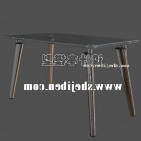 Dining Table With Six Chairs Modern Wooden Style 3d model