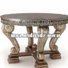 Vintage Carved Round Table Brass Material