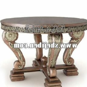 Mô hình 3d bàn tròn chạm khắc cổ điển bằng đồng thau