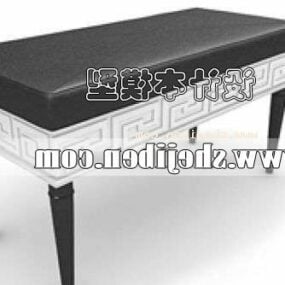 Black Table With Carved Frame Decoration 3d model