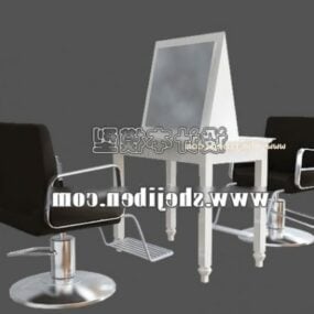 Mesa de escritório doméstico de vidro com cadeira modelo 3d