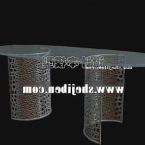 ओवल ग्लास कॉफी टेबल फर्नीचर V3 3डी मॉडल