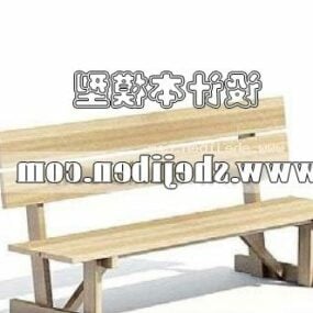 Modelo 3d de cadeira de banco de madeira para exterior