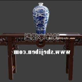 Chinese Table With Ancient Vase 3d model