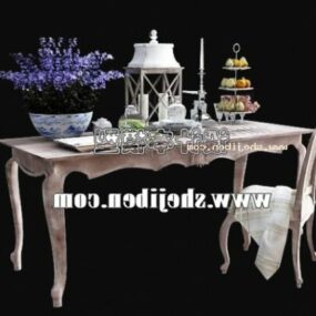 European Wood Table With Decorating 3d model