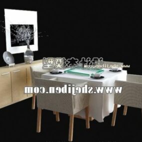 Small Dinning Table Furniture Set 3d model