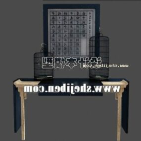 3D model odkládacího stolku ve dřevěném stylu
