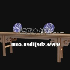 Chinese Console Table Furniture With Decorating 3d model