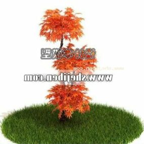 Red Leaves Outdoor Tree 3d model