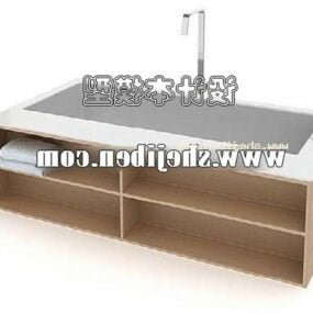 Bañera moderna con lavabo y mueble modelo 3d