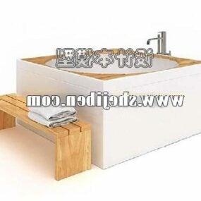 Square Bathtub With Chair 3d model