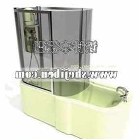 Bathtub With Glass Bathroom 3d model