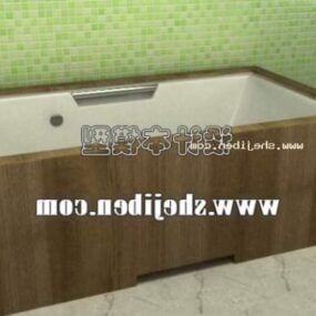 Modello 3d con copertura in legno per vasca da bagno