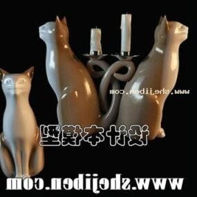 Model 3d Bentuk Hewan Kucing Cahaya Lilin