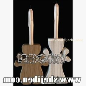 Two Candlestick Light Wooden Stand 3d model