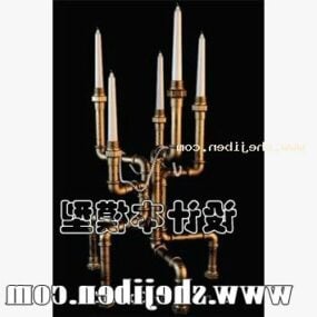 Candlestick Light Brass Tube Stand 3d model
