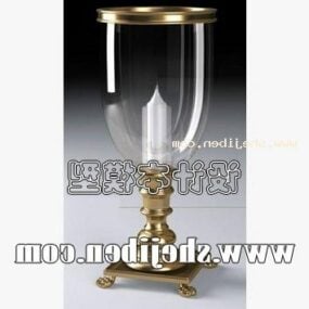 Glass Candle Holder Brass Stand 3d model