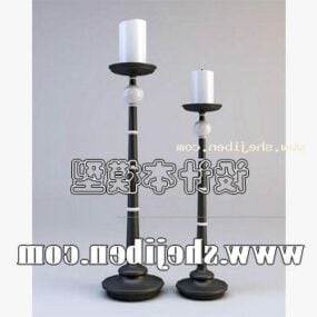 Two Black Candlestick Steel Stand 3d model
