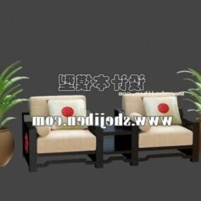 Asian Taishi Chair Black Wood 3d model