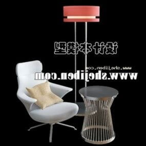 Round Glass Coffee Table And Chair V1 3d model