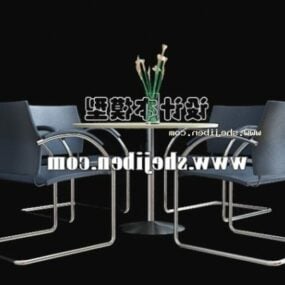 Τρισδιάστατο μοντέλο σετ τραπεζιού και καρέκλας γραφείου
