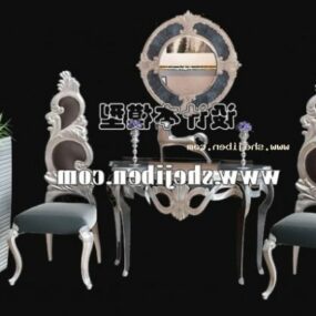 Russian Table And Chair Combination 3d model