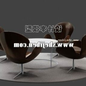 Modernisme kontorbord og stolesæt 3d-model