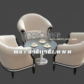 Combinaison table basse et chaise d'hôtel modèle 3D