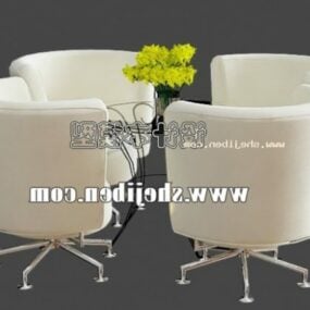 Glass Coffee Table And Modernism Chair 3d model