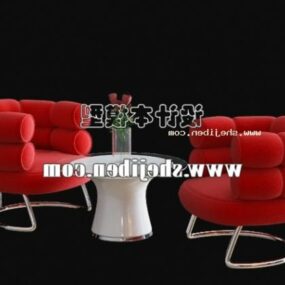 Coffee Table Red Chair Set 3d model