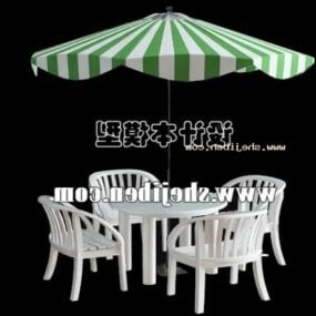 Mesa y silla de exterior con sombrilla V1 modelo 3d