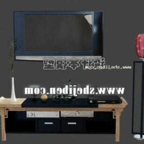Wood Cabinet With Television 3d model