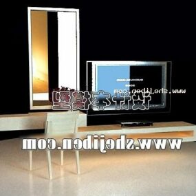 Tv Cabinet Desk With Television 3d model