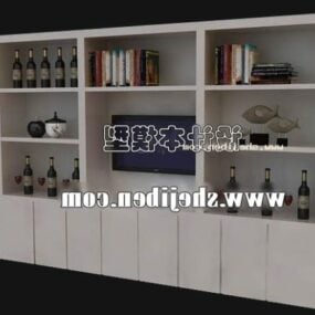 Tv Cabinet Shelves With Decorating 3d model