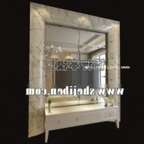 White Tv Cabinet With Mirror Behide 3d model