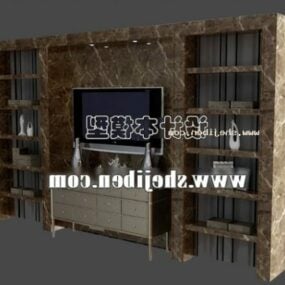 Wall Office Cabinet Red Mdf 3d model
