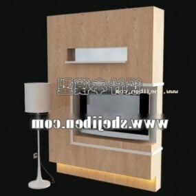 Simple Tv Cabinet With Floor Lamp 3d model