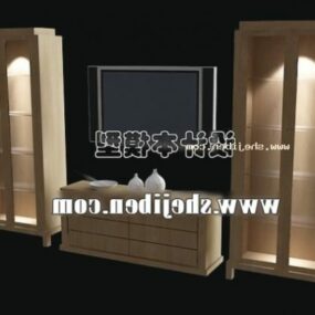 Wooden Tv Cabinet With Closet 3d model