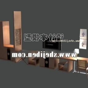 Furniture Set Tv Cabinet With Table 3d model
