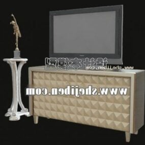 Meuble TV de salon avec porte artistique modèle 3D