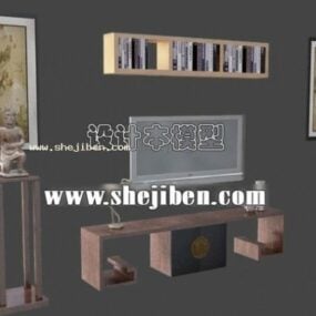 Bar Wine Cabinet With Curved Counter 3d model