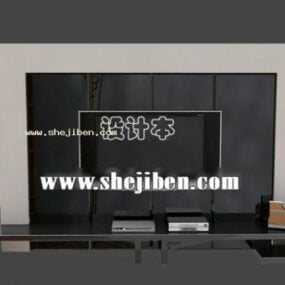 Černá zadní stěna s TV skříňkou 3D model