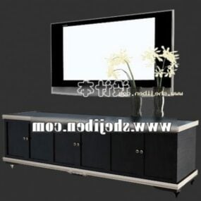 Schwarzes Mdf-TV-Schrank-Wohnzimmermöbel-3D-Modell