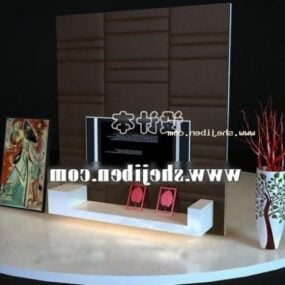 Simple Tv Cabinet With Decorative Wall 3d model